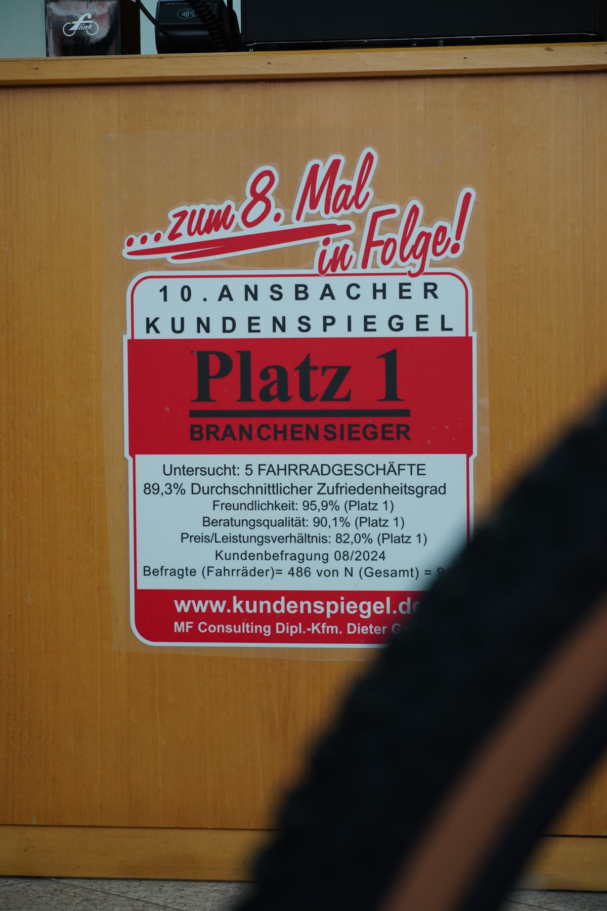 Platz 1 Ansbacher Kundenspiegel Urkunde